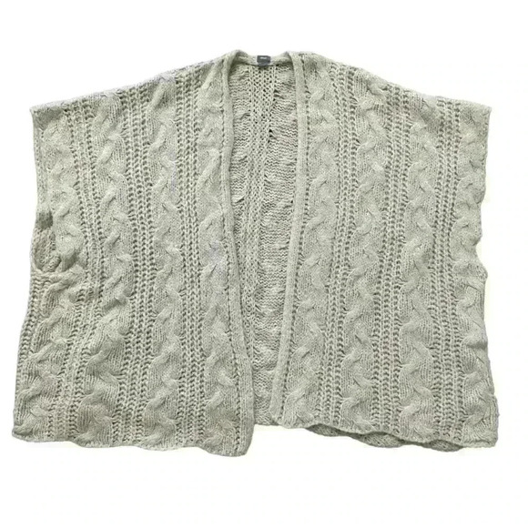 Aerie Mohair Blend Cable Knit Open Front Cardigan Short Sleeve Boho O/S Travel - Picture 6 of 9